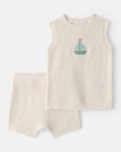 Carter's Baby 2-Piece Sailboat Crochet Top & Short Set - Cream