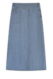 Pinstripe Wrap Denim Skirt