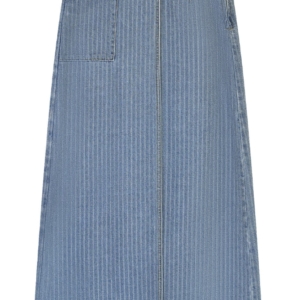 Pinstripe Wrap Denim Skirt