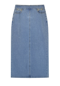 Horsebit Denim Skirt - Light Wash