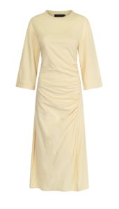 Ruched Cotton T-Shirt Dress - Yellow