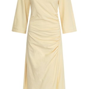 Ruched Cotton T-Shirt Dress - Yellow