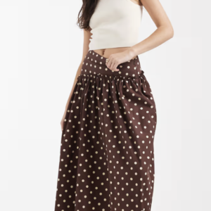 ASOS DESIGN asymmetric dropped waist maxi skirt in polka dot