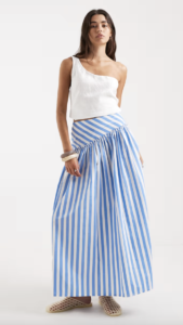 ASOS DESIGN asymmetric dropped waist maxi skirt in stripe
