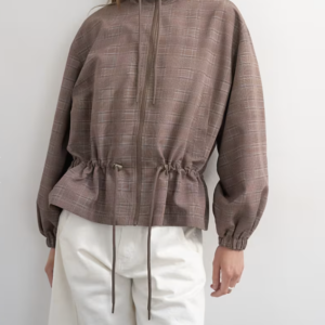 Topshop funnel neck nylon plaid anorak in multi