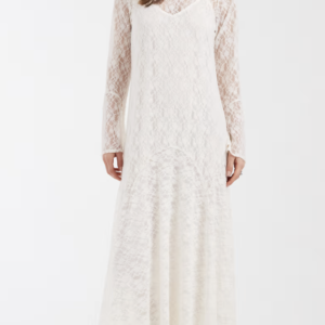 Vero Moda all over floral lace boho maxi dress with godet skirt in cream
