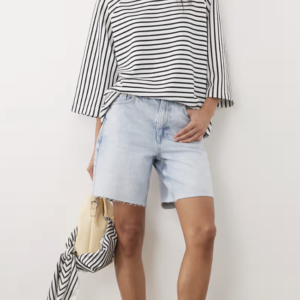 ASOS DESIGN oversized raglan sleeve t-shirt in navy stripes