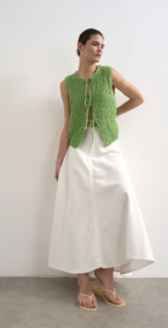 Topshop denim maxi front yoke skirt in white