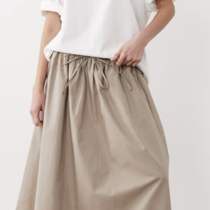 ASOS DESIGN poplin tie waist circle midaxi skirt in stone