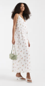 PIECES garden floral cami maxi dress in white