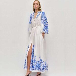 AJE Layla Maxi Dress Rose ink blue