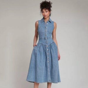 Avec Les Filles Women's Spread Collar Midi Dress