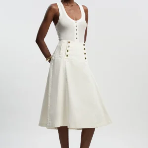 KarenMillen Denim Button Front Skirt