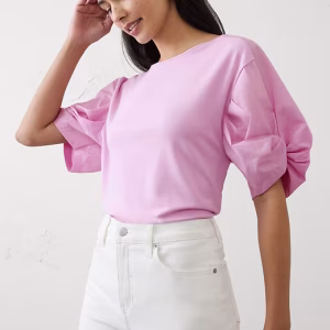 Mixed Media Volume-Sleeve Top