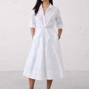 Poplin Wrap-Tie Midi Shirtdress