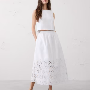 Eyelet Midi Skirt