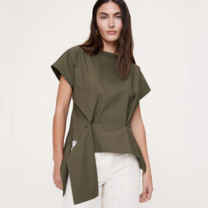 Cotton Poplin Boatneck Asymmetrical Top