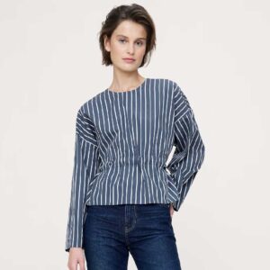 Cotton Poplin Cinch-Waist Top