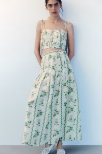 Flared Linen-Blend Skirt