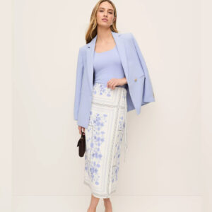 Floral Wrap Midi Skirt Blue Hydrangea