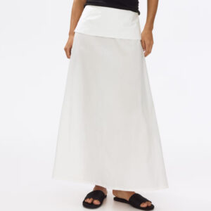Flounced Poplin Skirt Cream