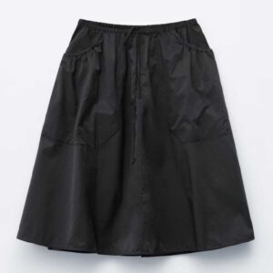 Gathered Twill Midi Skirt