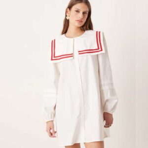 Glamorous throw on boxy shirt dress with square neck collar