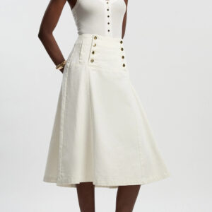 KarenMillen Denim Button Front Skirt