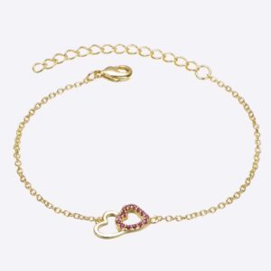 Kids 14K Yellow Gold plated double heart entwined bracelet