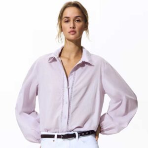Lace-Trimmed Cotton Shirt Light purple