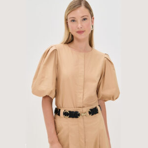 LE BOP Liza Puff Sleeve Shirt Tan