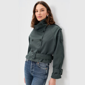 Lioness Blanc Cropped Trench Coat Olive