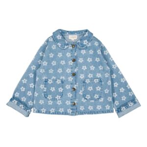 Louis Louise Brown Denim Jacket Flowers | Light Blue
