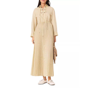 Maje Eyelet Pleated Maxi Dress