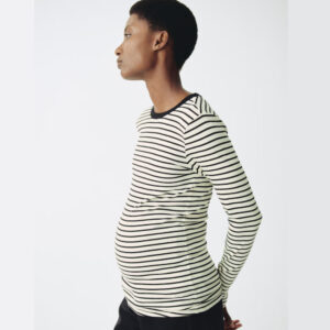 MAMA Ribbed Jersey Top Cream/striped