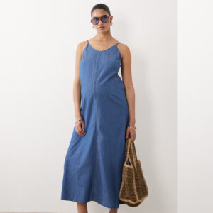 Mamalicious Maternity cami strap chambray denim midi dress
