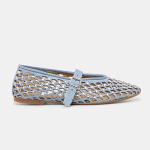 Mavin Rhinestone Ballet Flats Blue Suede