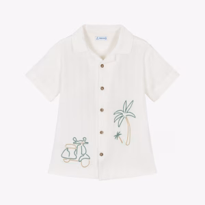 Mayoral Boys Ivory Palm Tree Shirt