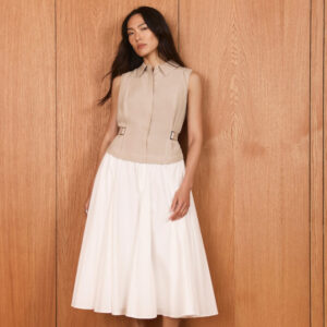 Mint Velvet Brown Waistcoat Layered Midi Dress