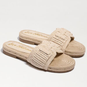Miya Slide Sandal Natural Beige Faux Raffia
