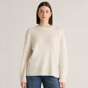 Mongolian Cashmere Oversized Crewneck Sweater Ivory