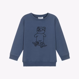 NAME IT Boys Navy Blue Cotton Sweatshirt with Skateboarding Bear