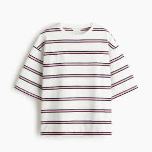 Oversized Cotton T-Shirt White/pink striped