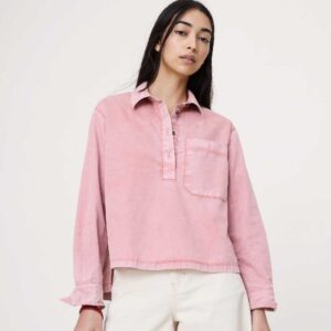 Oversized Cotton Twill Popover Shirt