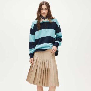 Pleated midi skirt in cotton poplin