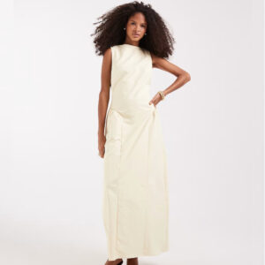 Pretty Lavish Sylvie slash neck hip detailing midaxi dress in lemon