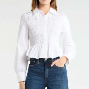 Rails Bradshaw Smock Bodice Cotton Button-Up Shirt