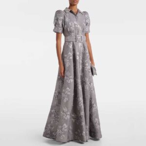 Rebecca Vallance Ruth embellished belted brocade gown