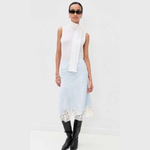 Reformation Carolina Skirt Sky Blue Jacquard