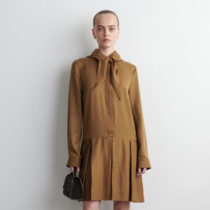 SCARF-DETAIL DROPPED-WAIST MINI DRESS Brown